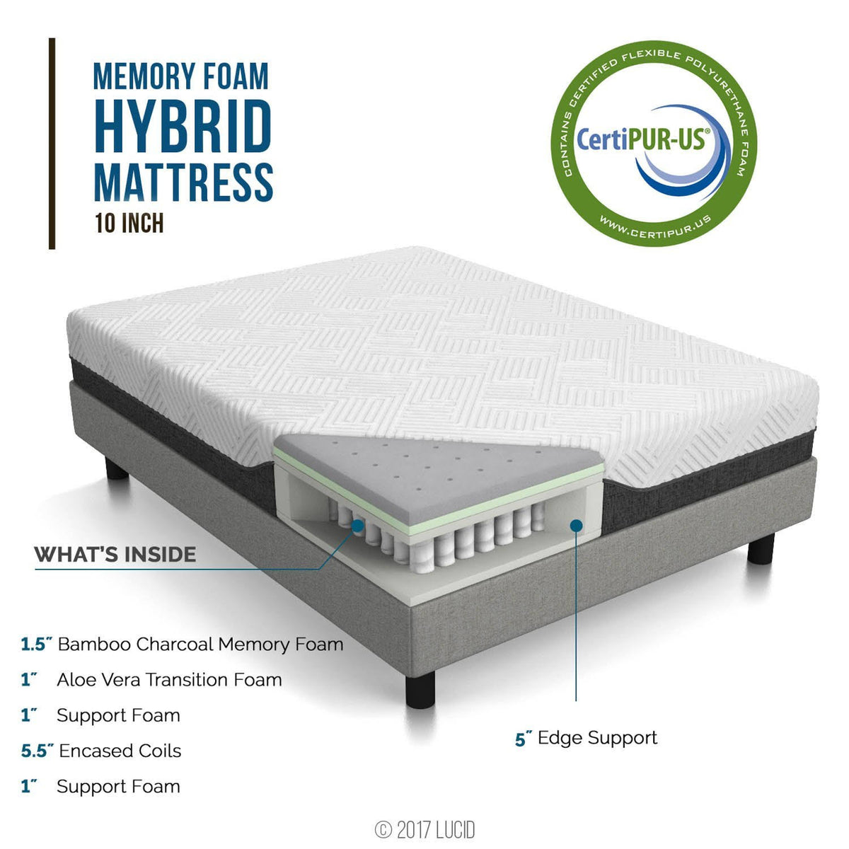 10 inch California King Hybrid Mattress Memory Foam K408