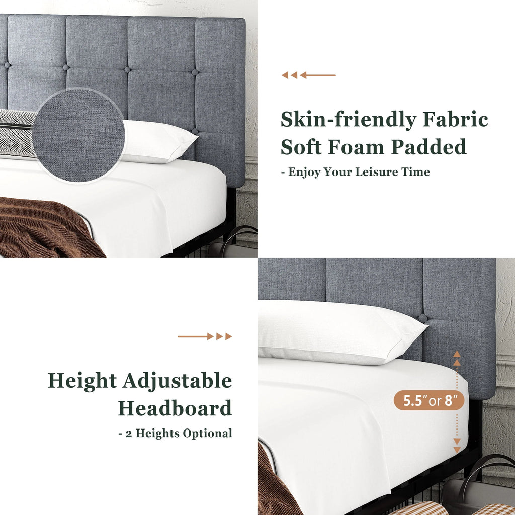 Queen Size Platform Bed Frame with Headboard and 4 Storage Drawers L286