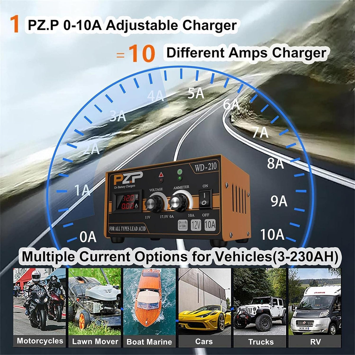 0-10 Amp 12v Automotive Battery Charger E553