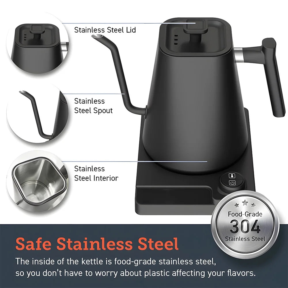 1.0L Stainless Steel Gooseneck Kettle with Temperature Control M23307